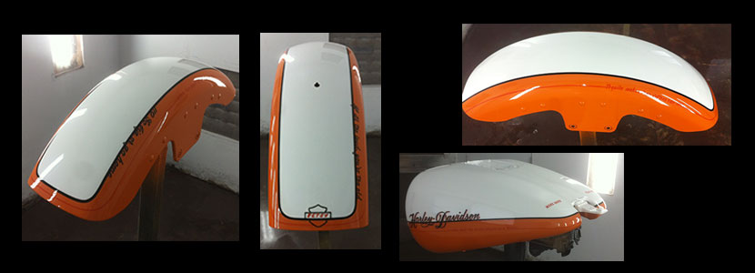 Handpainted Orange and White Motorcycle Tank with Red Pinsteripping