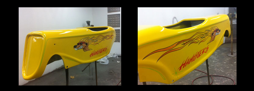 yellow roadster hand painted Kiwi Custom Designs