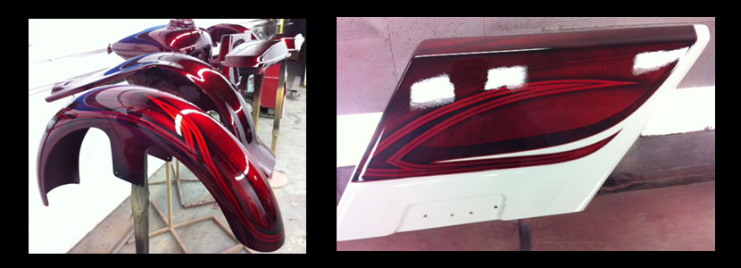 red pinstriping with white