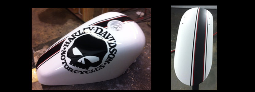 White Tank and Fender closup with Skull